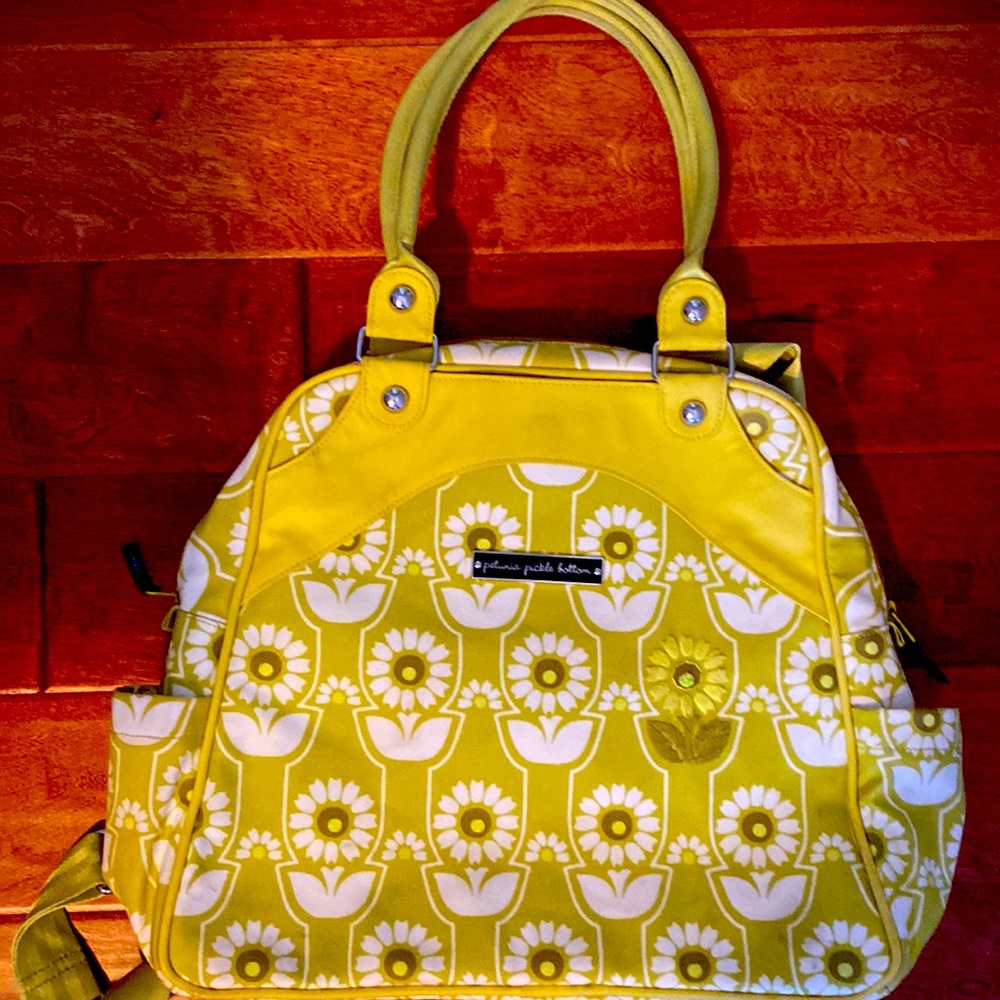 Petunia pickle bottom yellow with white flowers baby bag